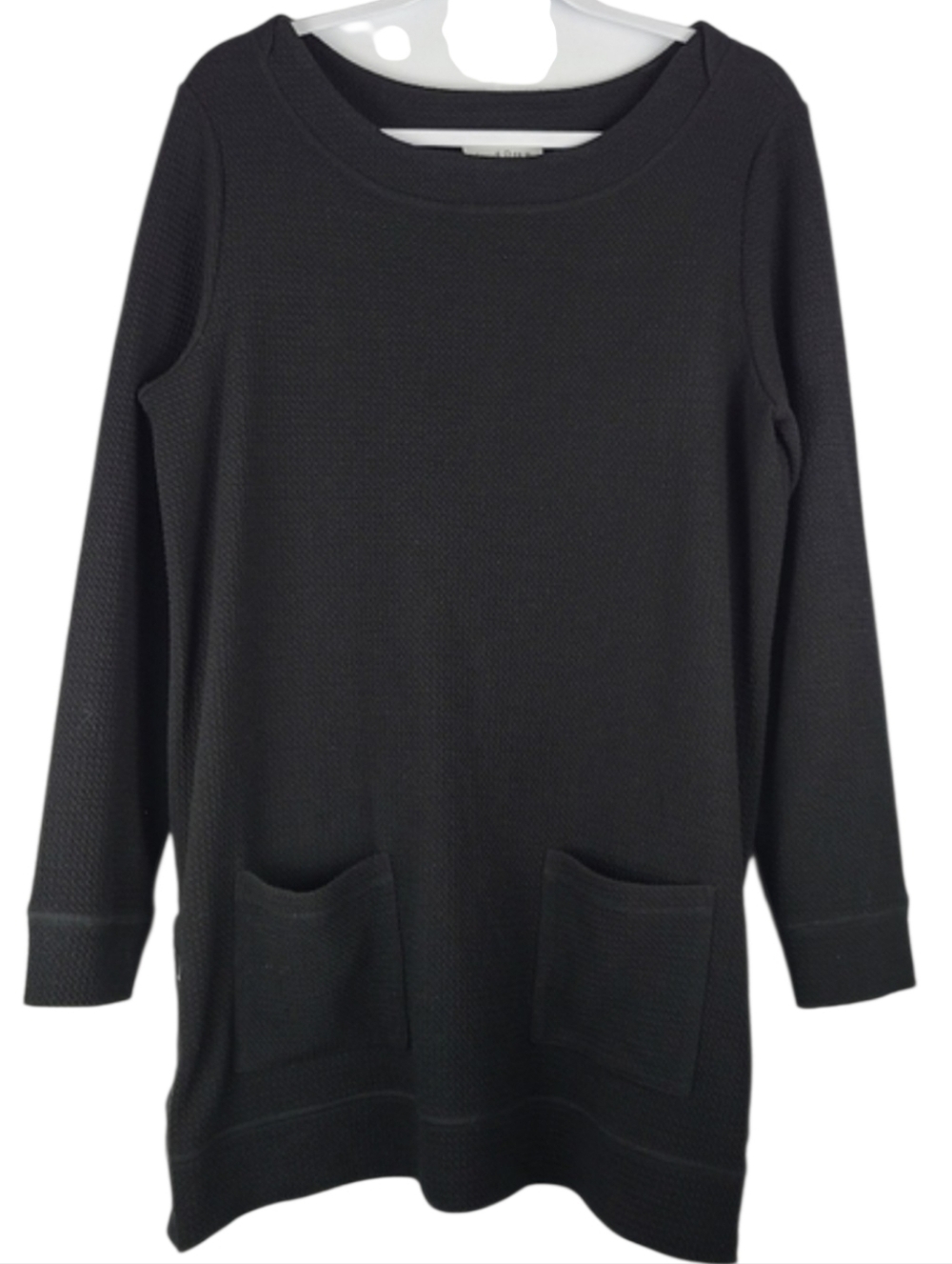 Joseph Ribkoff Black Knit Tunic Size 10 | Long Sleeve Stretch Top | Minimalist